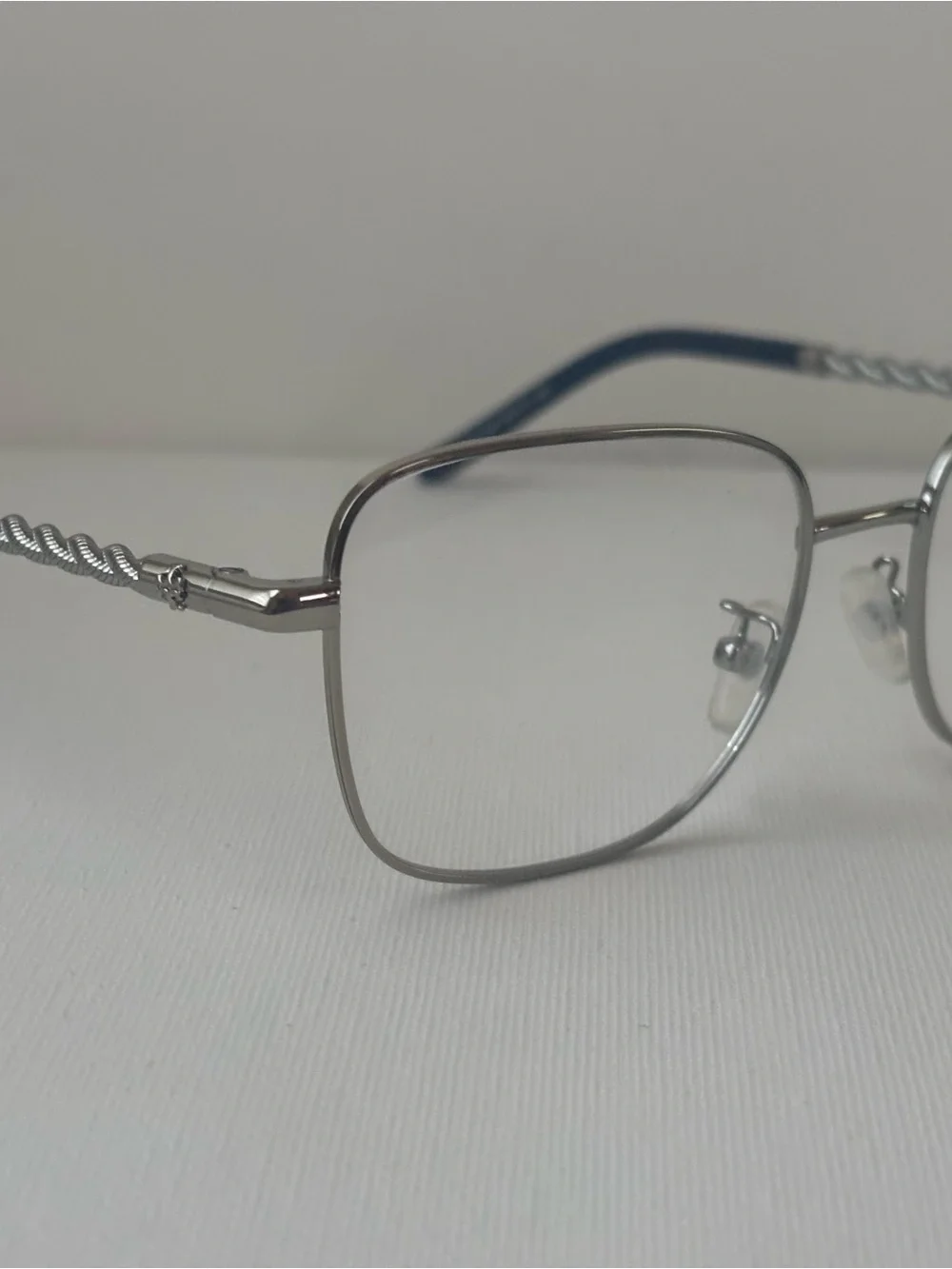 Tory Burch Silver Metal Frame Glasses with Blue Temples - Picture 9 of 9